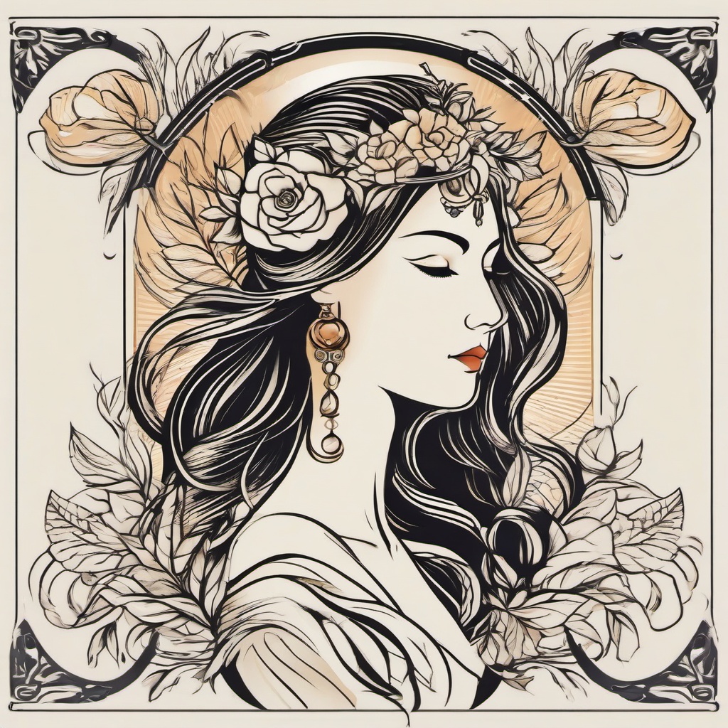 virgo maiden tattoo  simple vector color tattoo