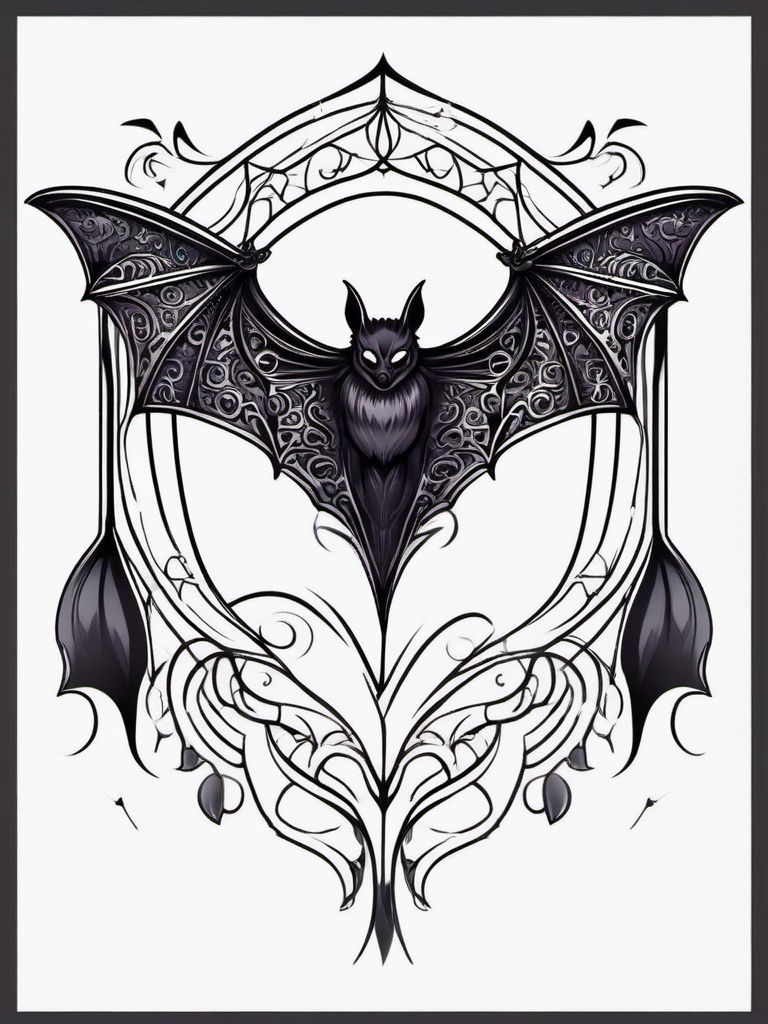 Halloween Bat Tattoo-Mystical and festive representation of a bat, perfect for Halloween-themed tattoos.  simple color tattoo,white background