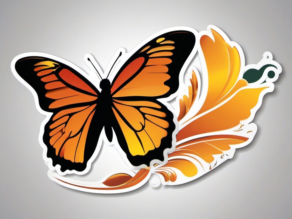 Butterfly with Trail Sticker - Butterfly with a graceful trail, ,vector color sticker art,minimal