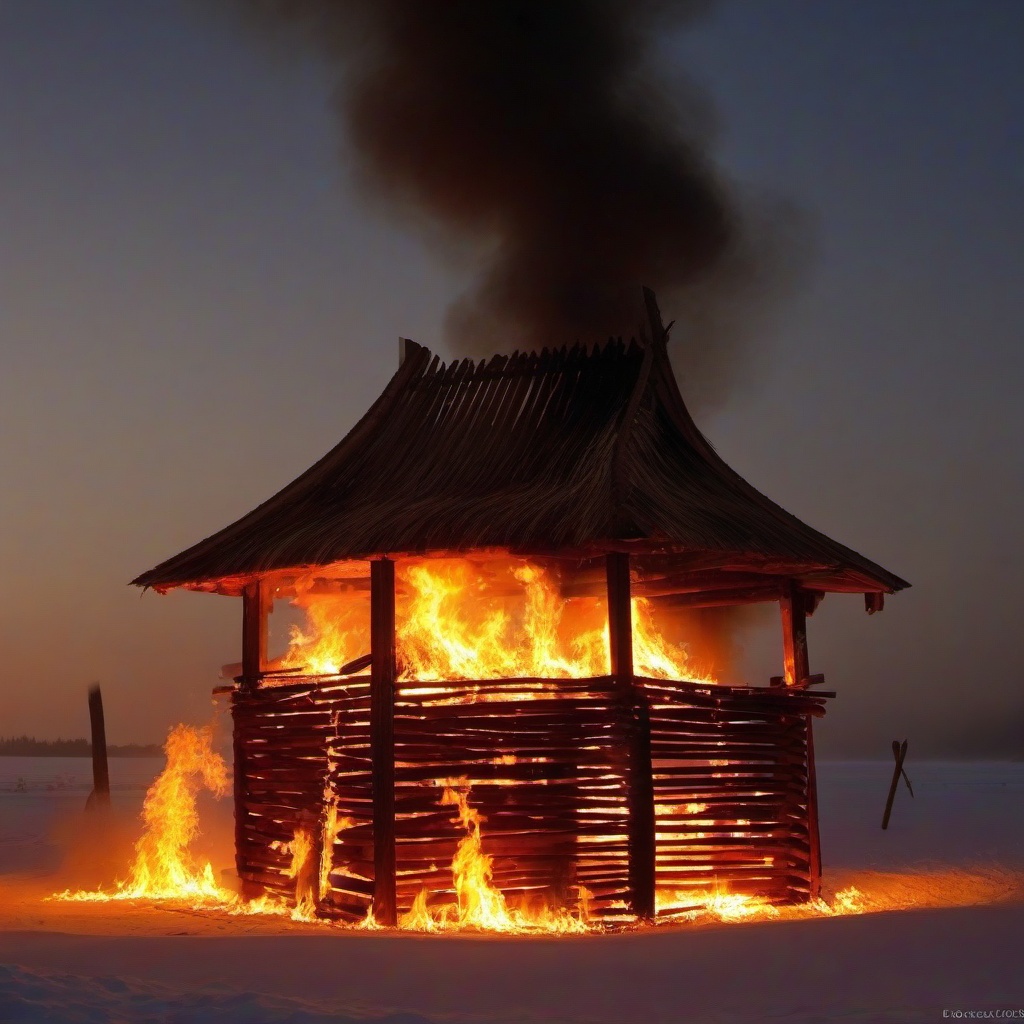 Fire Wallpaper - Fire engulfing a wooden structure  background wallpaper