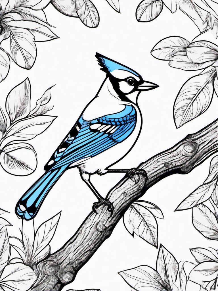 Blue Jay Coloring Pages - Bold Blue Backyard Songbird  minimal black outline printable sheet, coloring page