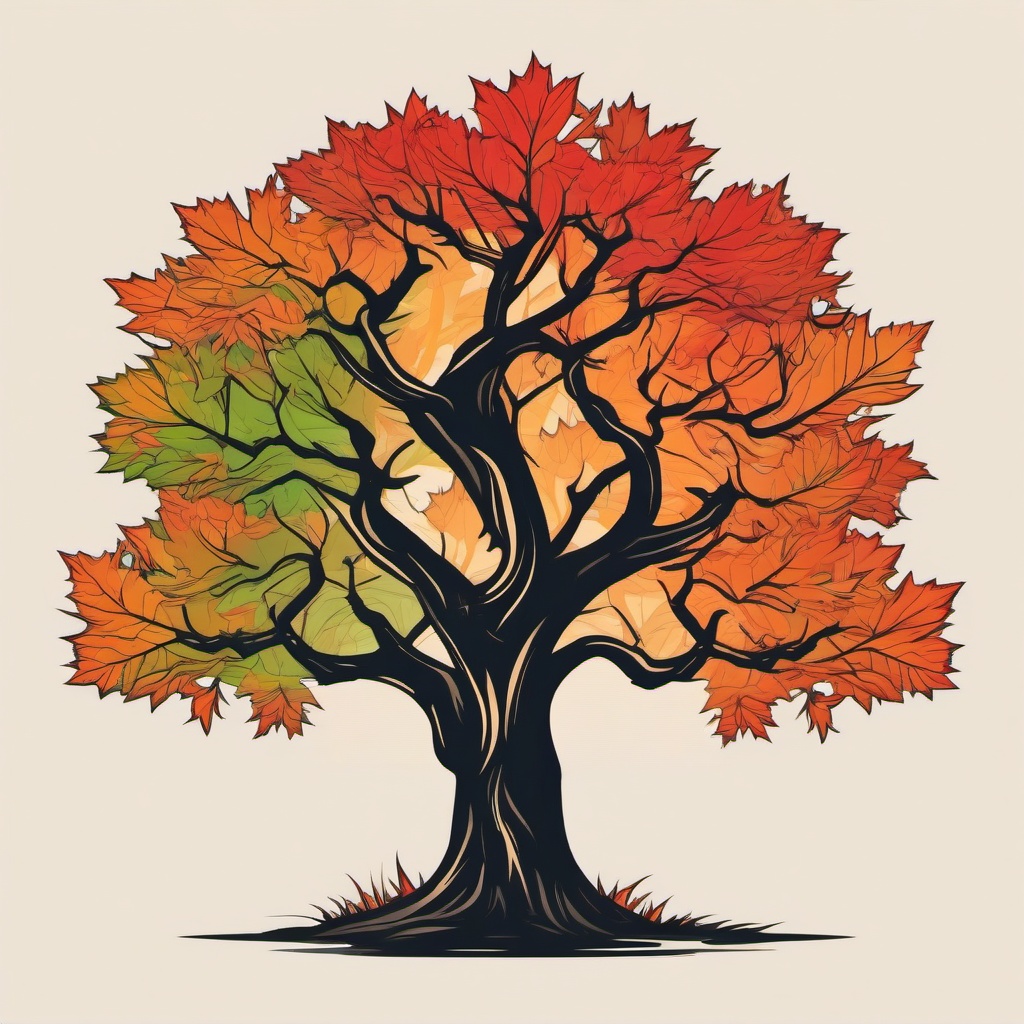 maple tree tattoo  simple vector color tattoo