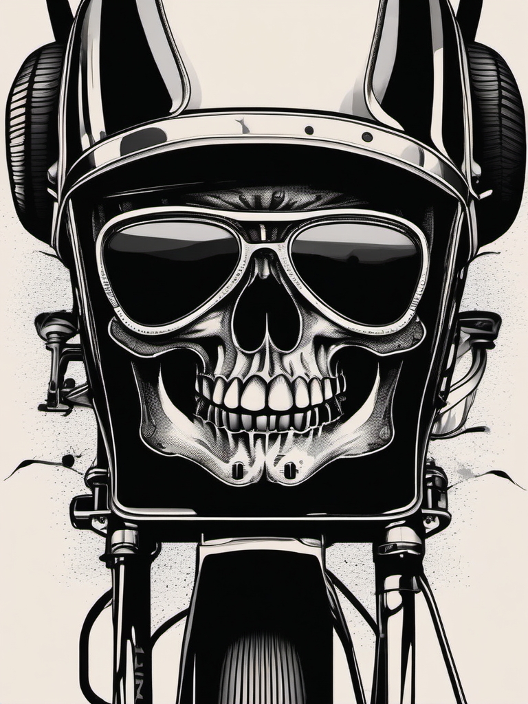 Chopper bike handlebars ink. Rebel on the road.  minimal color tattoo design