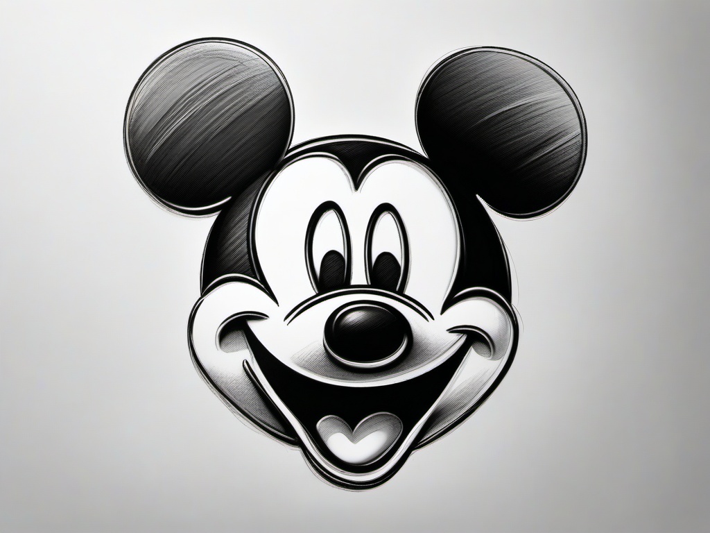 pencil sketch of mickey mouse  minimal rough sketch scribbles,doodles,black and white