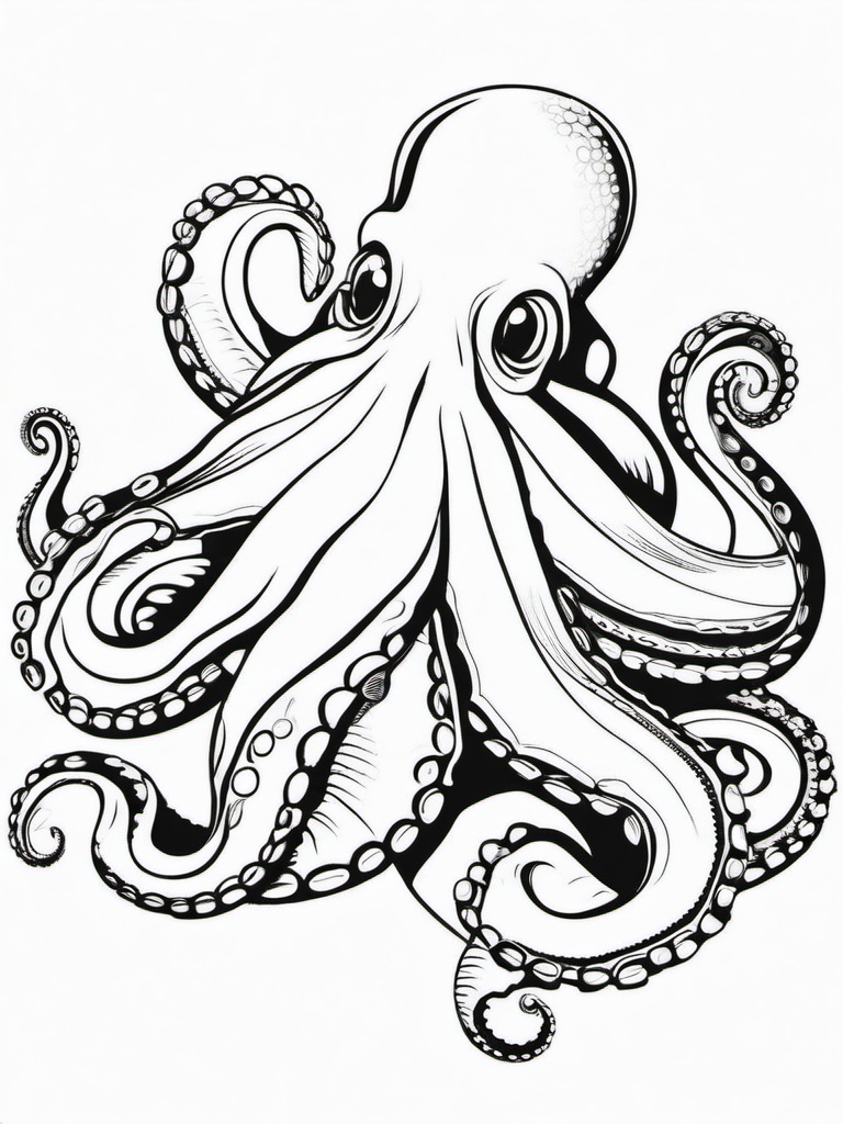 Octopus Coloring Pages - Octopus with tentacles  simple coloring pages