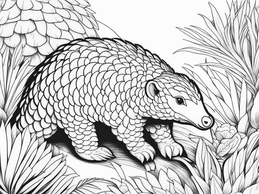 pangolins cute animals coloring page 