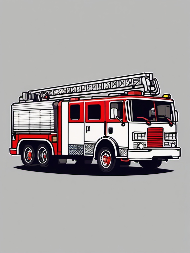 Fire Truck clipart - fire truck with a water tank and hoses  color,minimalist,vector clipart