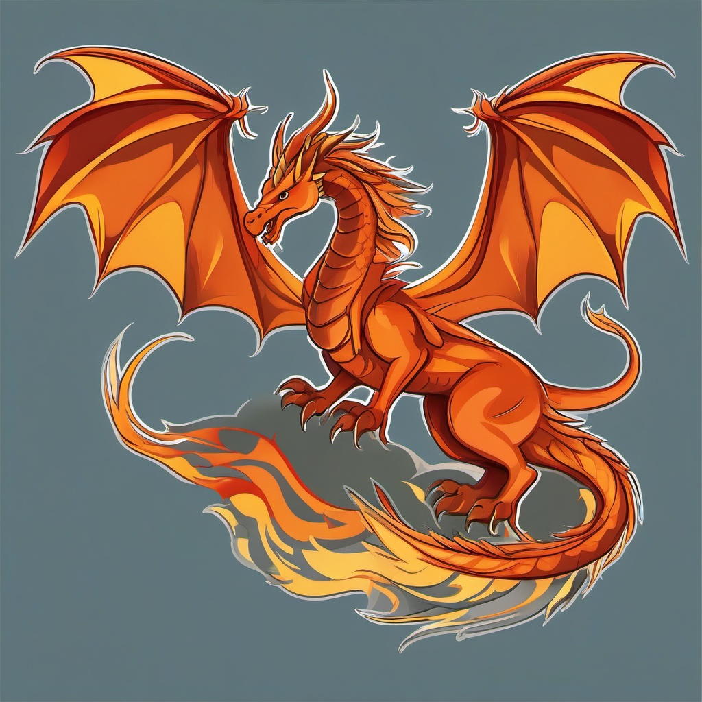 Dragon clipart - Mythical creature with wings and fierce flight, ,color clipart vector style