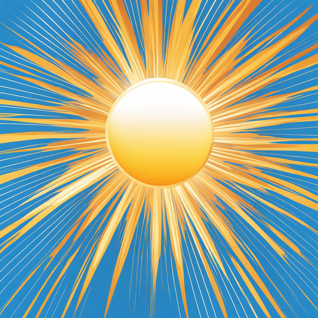 sun clipart in a clear blue sky - radiating simplicity and warmth. 