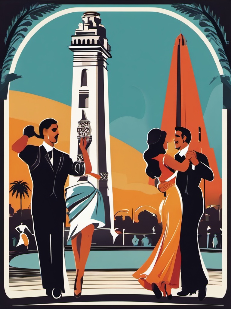 Buenos Aires clipart - Obelisco and Tango dancers in Argentina,  color vector clipart