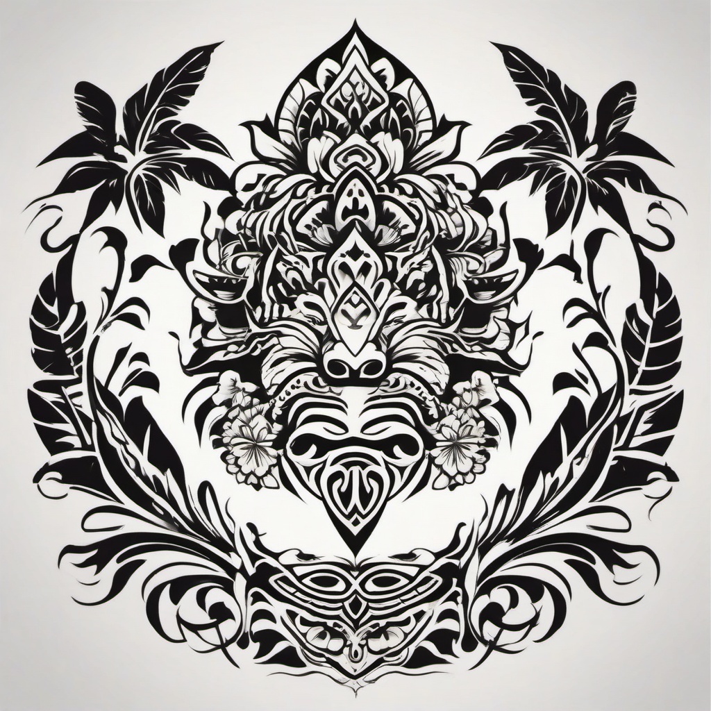 Classic Hawaiian Tattoos - Explore timeless and classic Hawaiian tattoo designs known for their enduring beauty and cultural significance.  simple vector color tattoo,minmal,white background