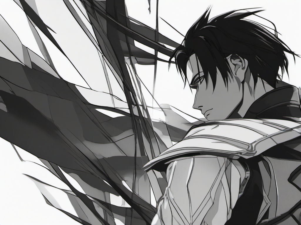 drawing of Levi Ackerman anime  minimal rough sketch scribbles,doodles,black and white