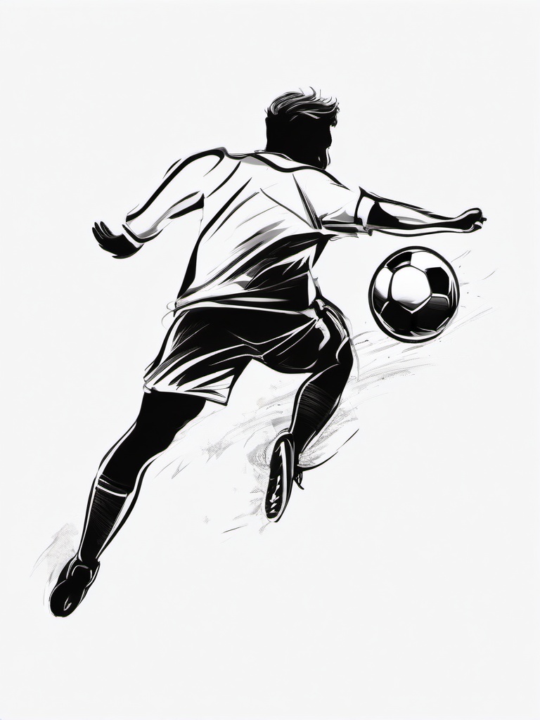 Football clipart - player kicking a ball  minimal rough sketch scribbles,doodles,black and white