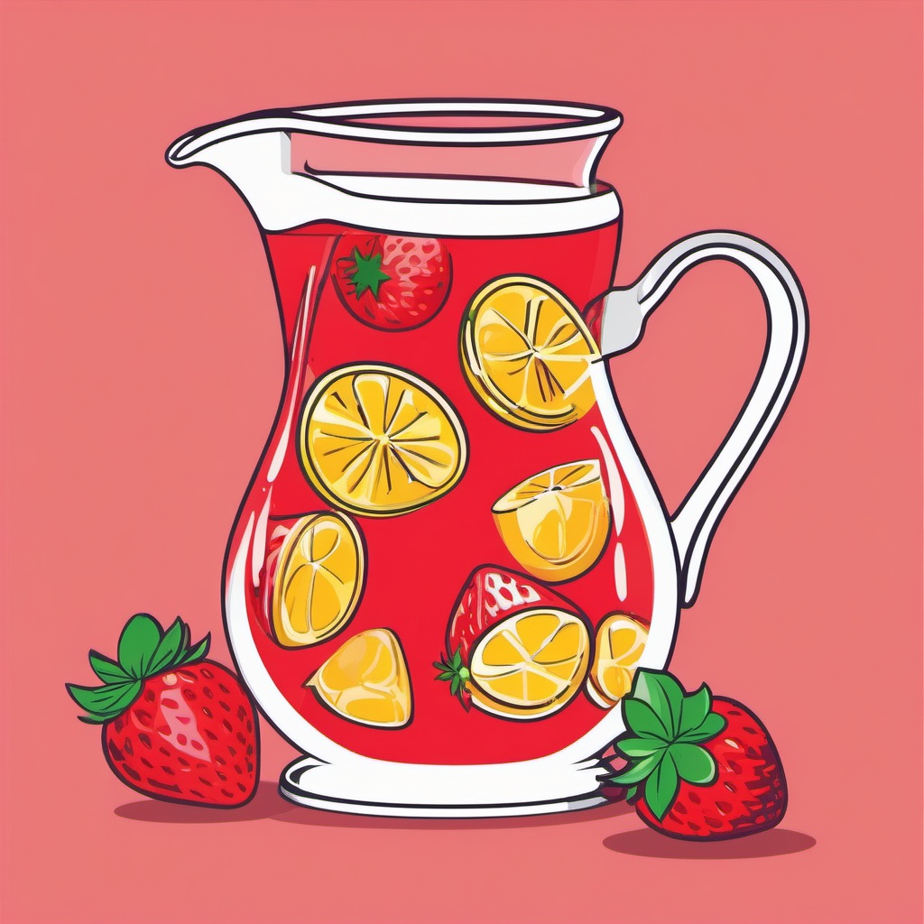 Strawberry Lemonade Pitcher Clipart - A pitcher of strawberry lemonade.  color vector clipart, minimal style