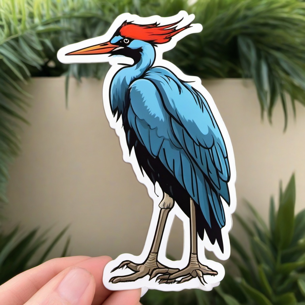 Crane cartoon - tall bird with long legs  cartoon sticker style