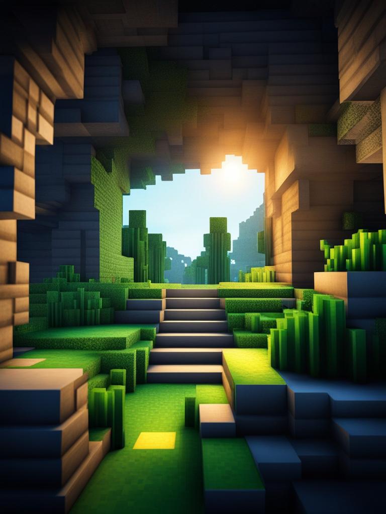 underground city carved into the stone with glowing crystals - minecraft house ideas minecraft block style