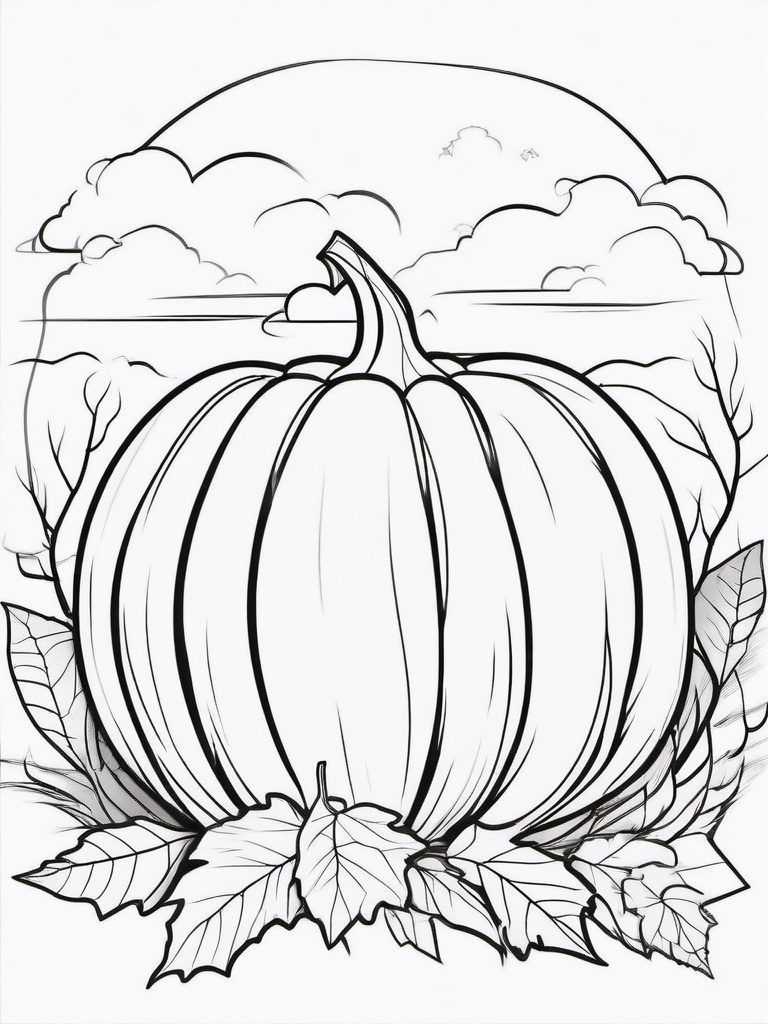 Pumpkin with Fog Coloring Pages - Spooky Pumpkin Surrounded by Fog  minimal black outline printable sheet, coloring page