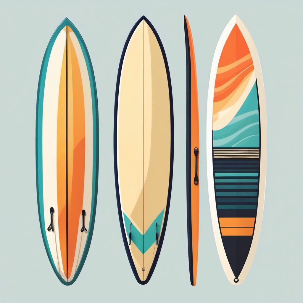 Surfboard Clipart - A surfboard ready for riding the waves.  transport, color vector clipart, minimal style