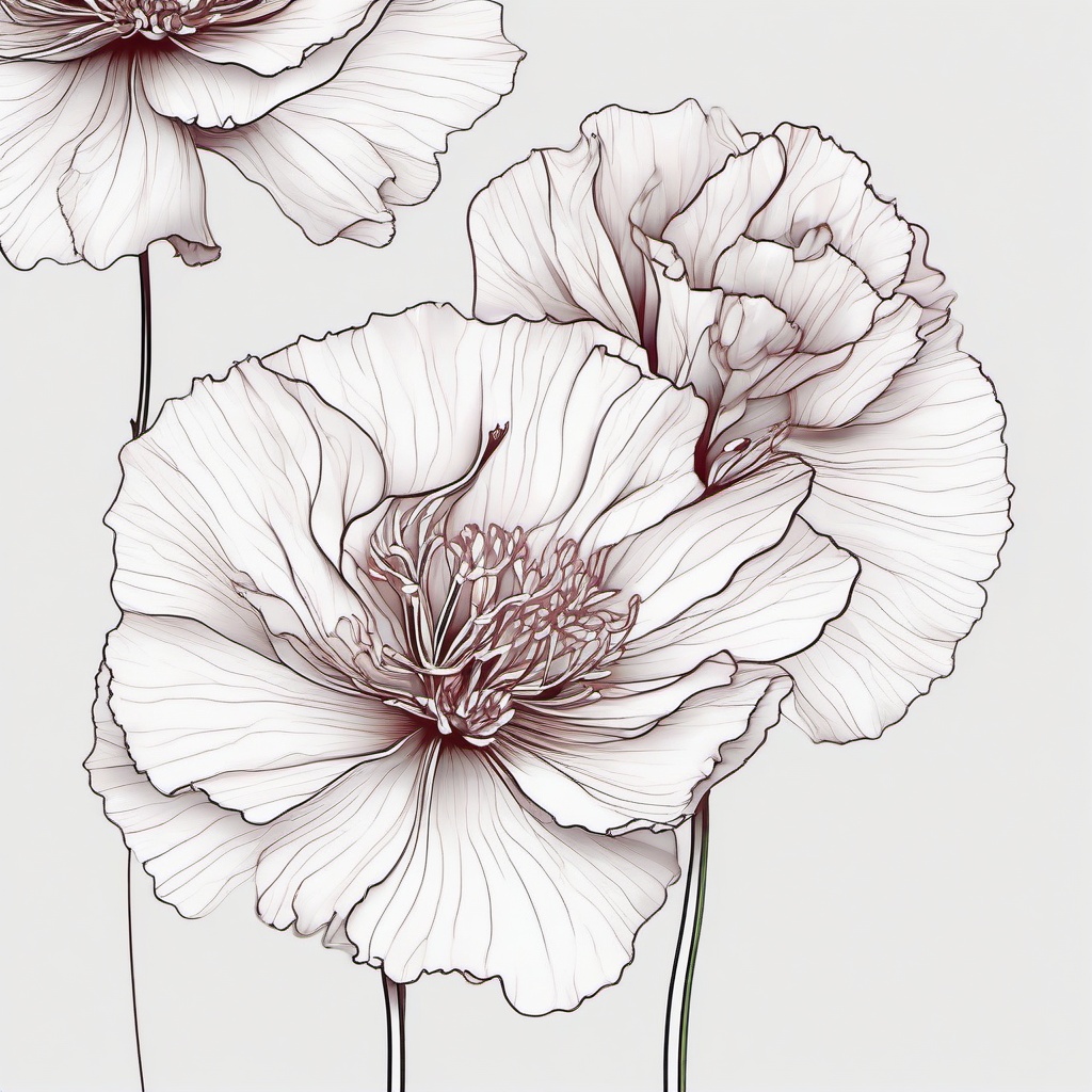 Carnation Fine Line Tattoo,Sophisticated and subtle look in a fine line carnation tattoo, showcasing delicate details with precision.  simple color tattoo,minimal vector art,white background