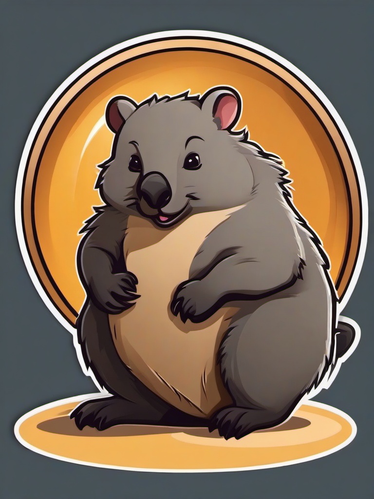 Wombat cartoon - stout, burrowing marsupial  cartoon sticker style