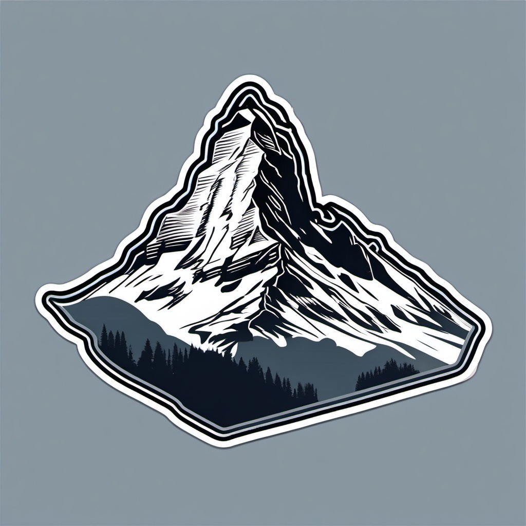 Matterhorn sticker- Iconic mountain on the Swiss-Italian border, , sticker vector art, minimalist design