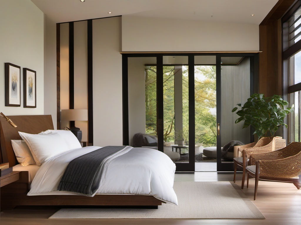 Organic Modern master bedroom highlights natural materials, soothing colors, and simple designs for a calming environment that encourages relaxation.  