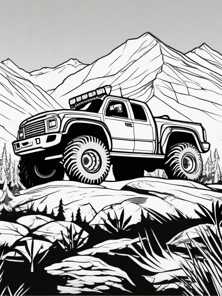 Monster Truck with Bear Claw Design Coloring Pages - Trucks Featuring Wild Bear Claw Prints  minimal black outline printable sheet, coloring page