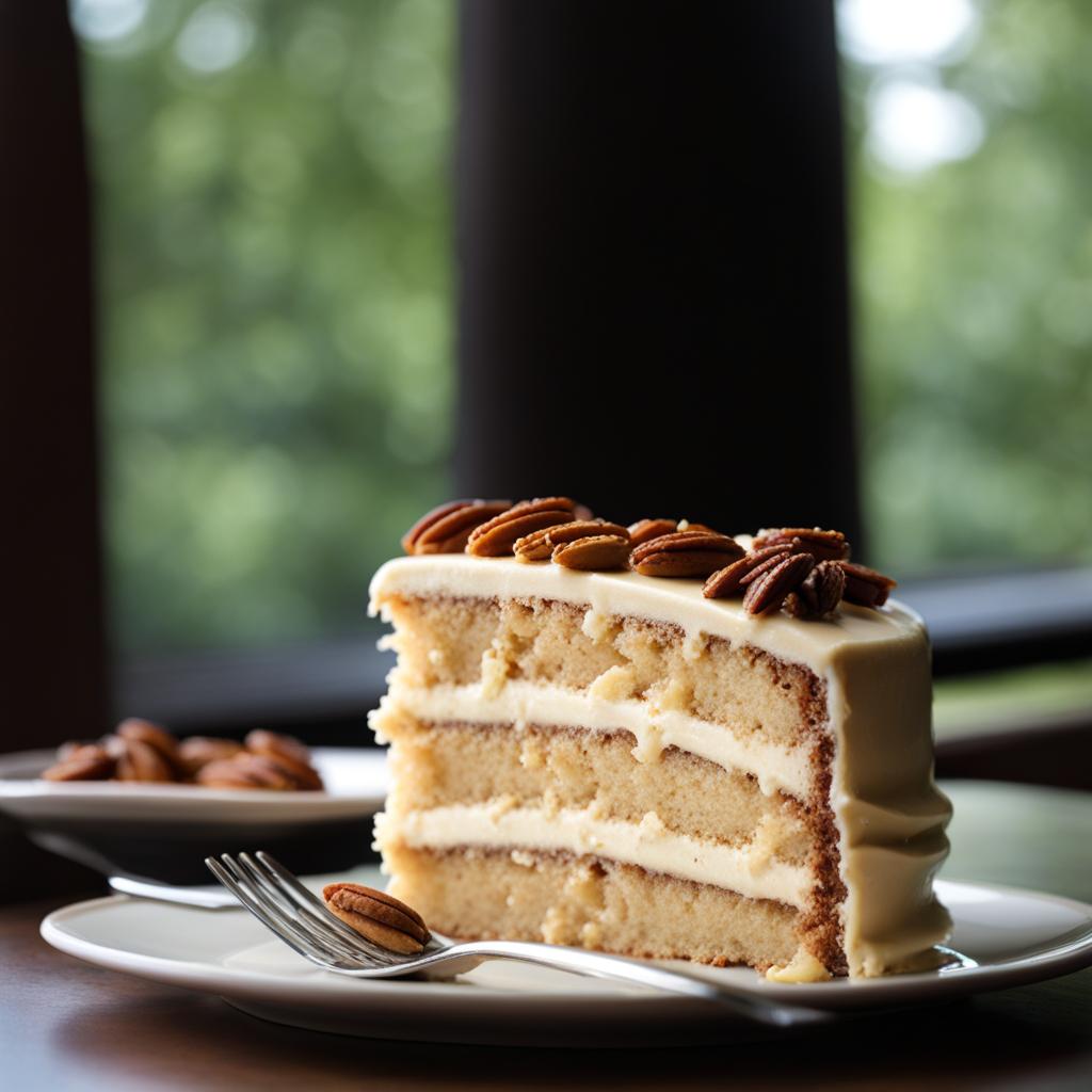 maple pecan cake with maple buttercream, indulged at a pancake house in the woods. 