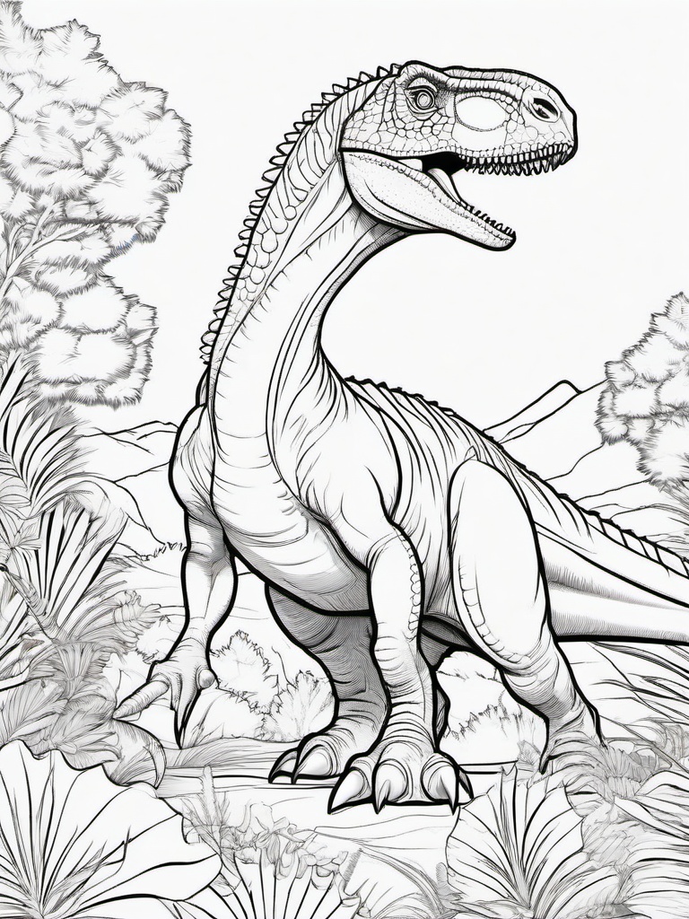 Monolophosaurus Coloring Pages - Single Crested Dinosaur  black outline printable coloring page