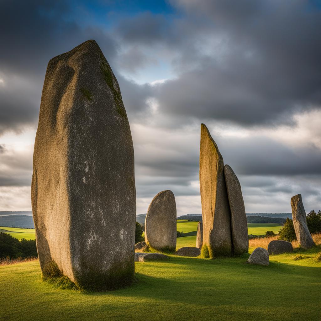 secrets of brittany's megaliths - create an artwork that unveils the secrets of brittany's megalithic sites, including standing stones and ancient stone alignments. 