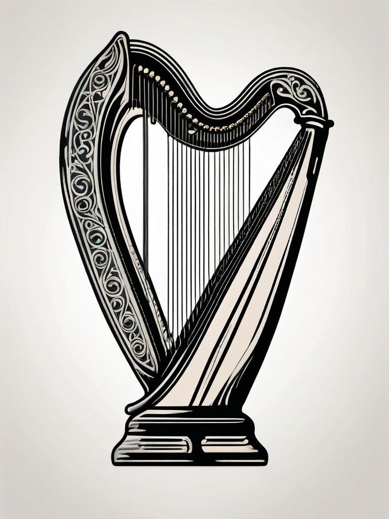 irish harp tattoo designs  simple color tattoo,minimal,white background