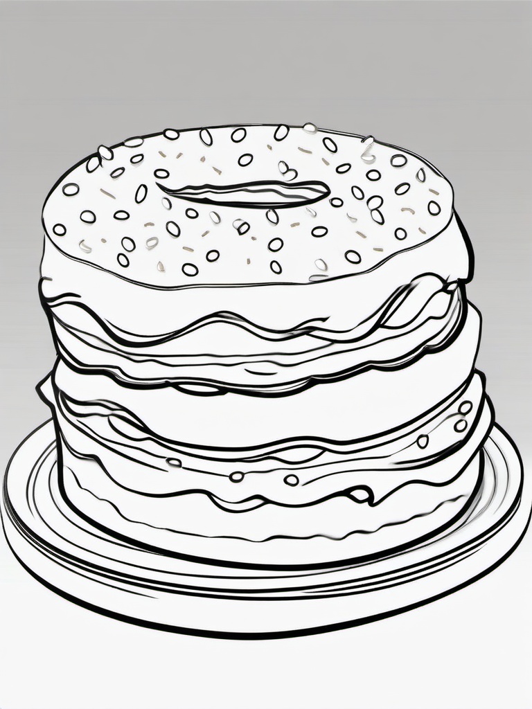 Cake Coloring Pages - Frosted donut-shaped cake with sprinkles  simple coloring pages