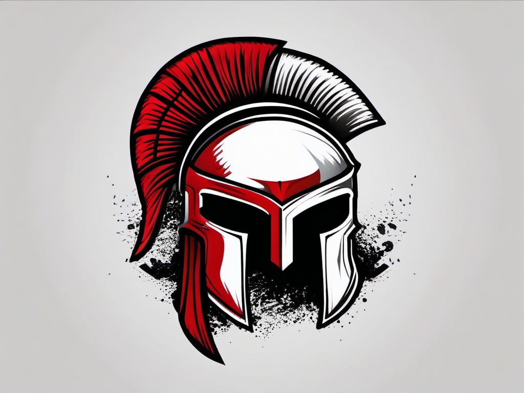 Spartan helmet anarchy tattoo. Warrior rebellion.  color tattoo minimalist white background