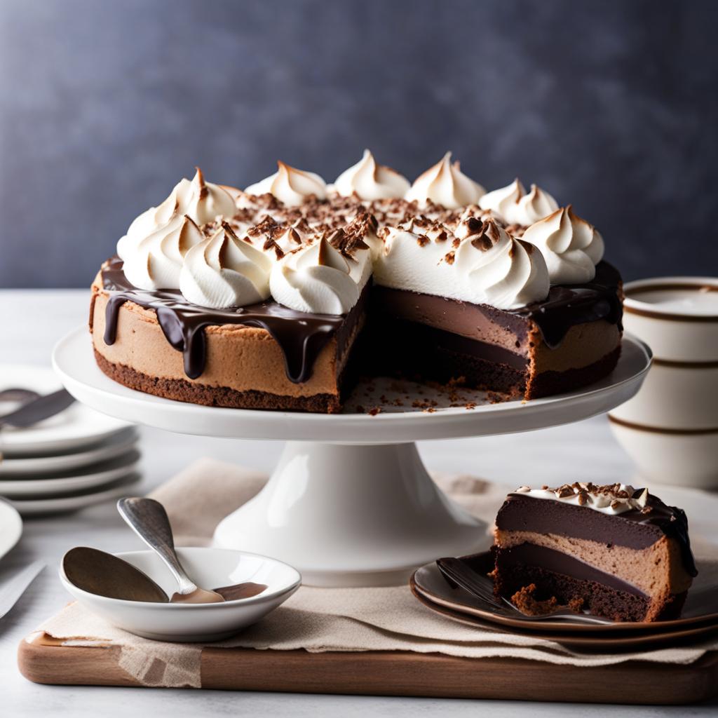 mississippi mud pie, a decadent dessert with layers of chocolate and marshmallow. 