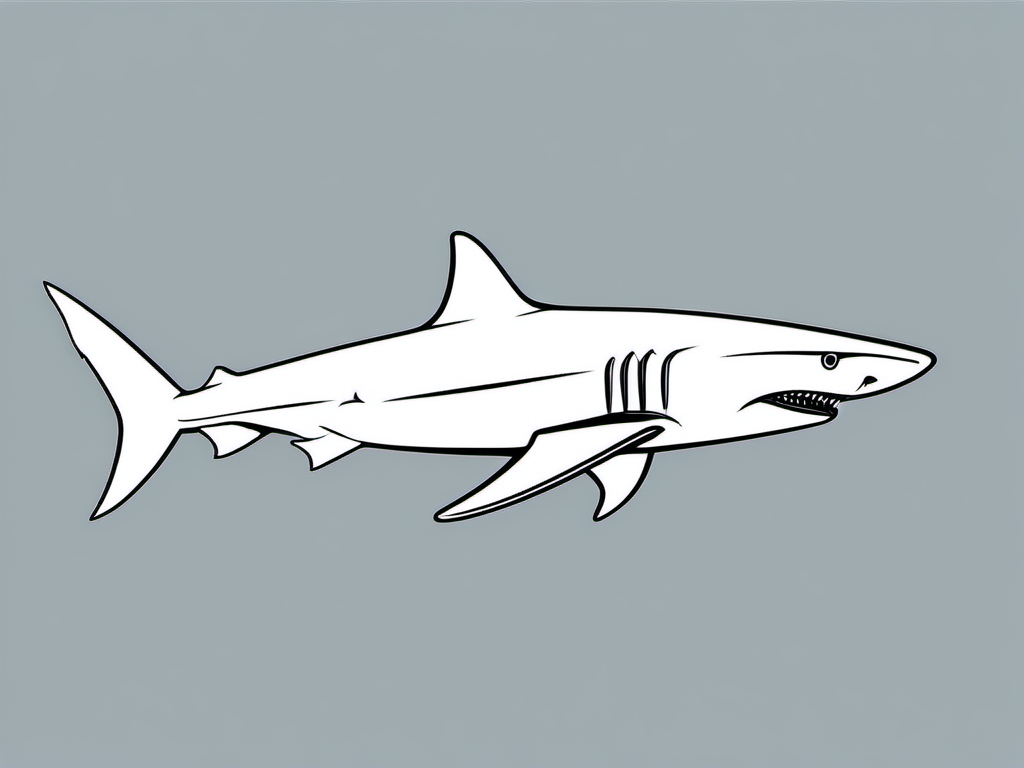 Shark Outline - A sleek and minimalistic outline of a shark, capturing its essence.  color vector clipart