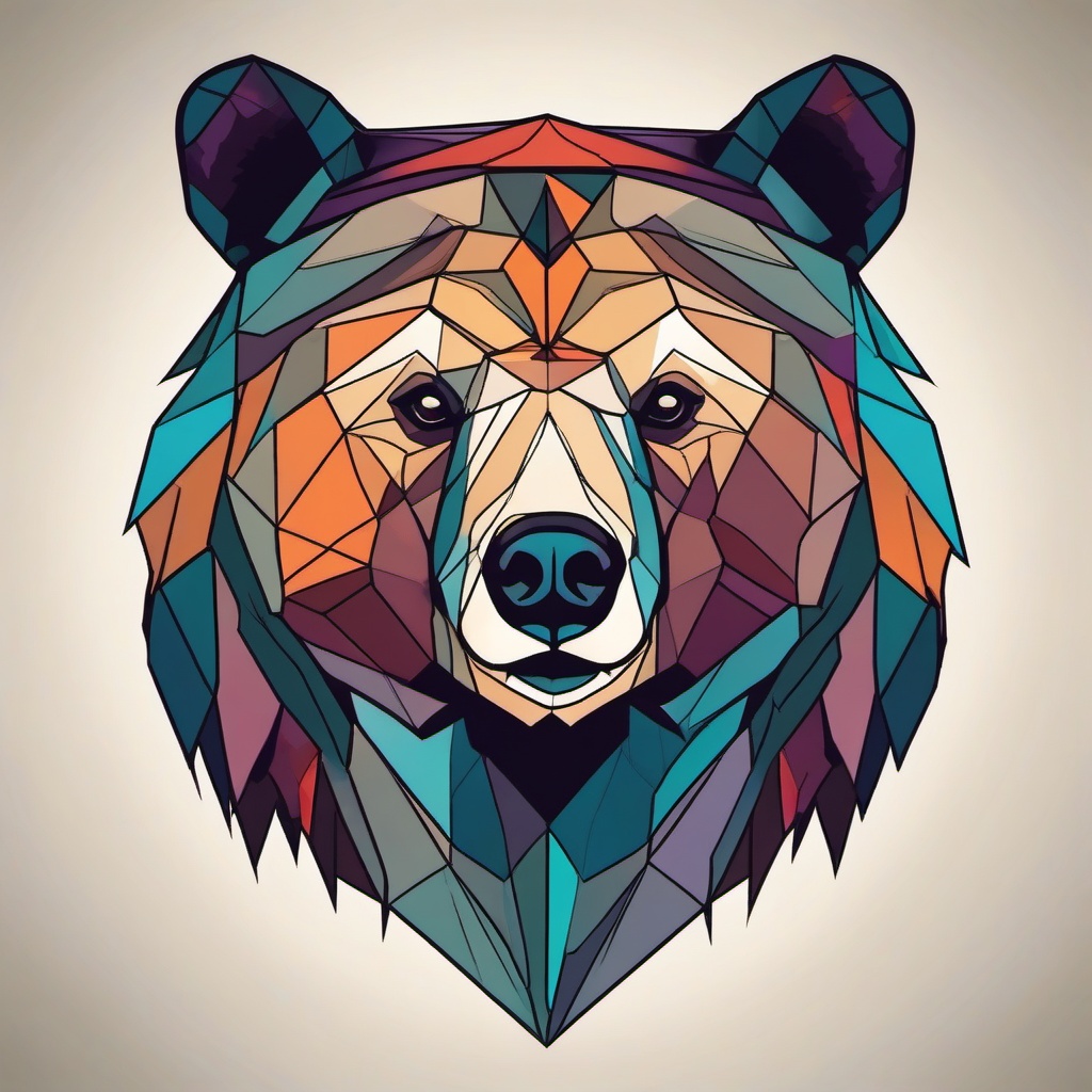 bear geometric tattoo  simple vector color tattoo