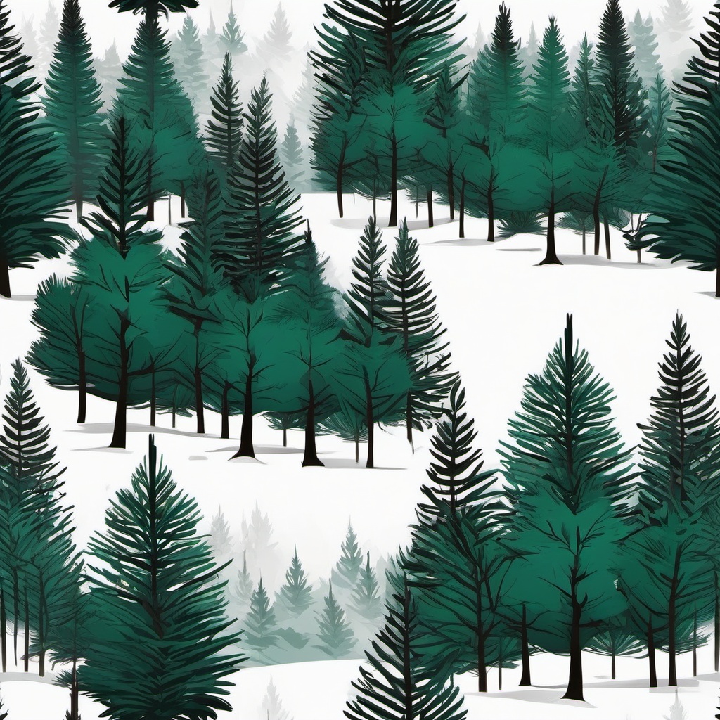 pine forest tattoo  simple color tattoo,white background