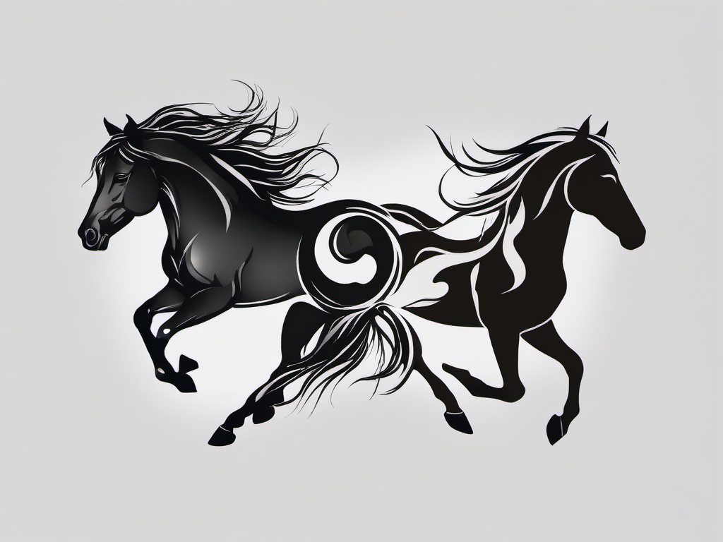 horse yin yang tattoo  simple tattoo,minimalist,white background