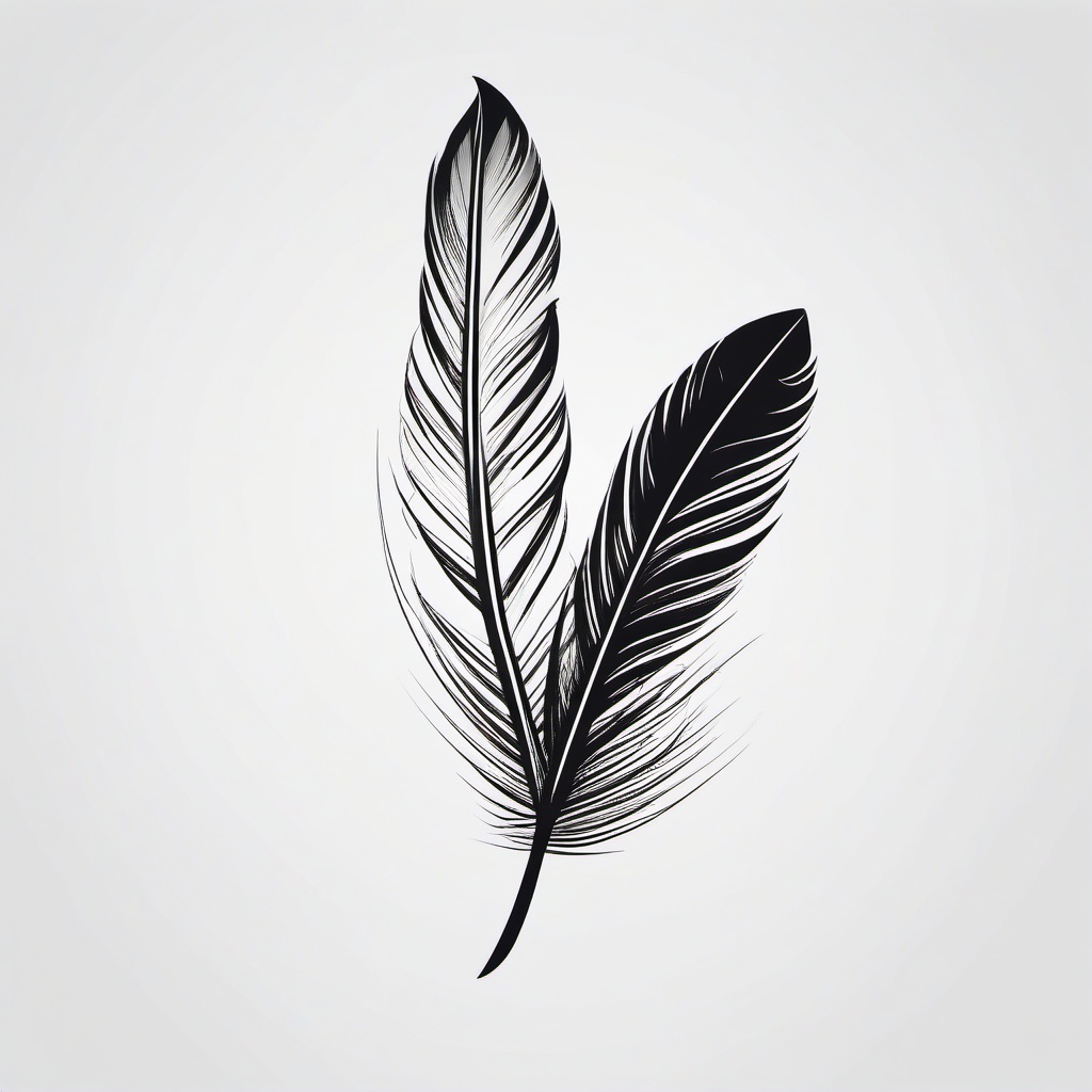 Masculine Feather Tattoo - Feather design with a masculine touch.  simple vector tattoo,minimalist,white background