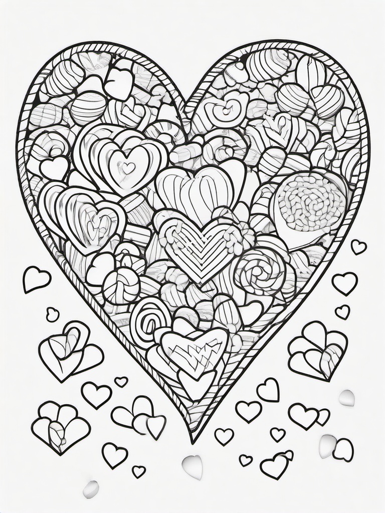 Candy Heart Coloring Pages - Sweet Candy Hearts with Fun Messages  minimal black outline printable sheet, coloring page