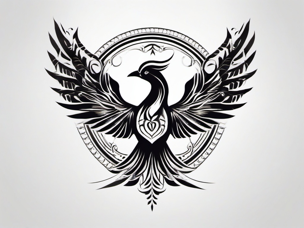 Fenix Bird Tattoo - Phoenix-inspired tattoo  minimalist tattoo design, white background