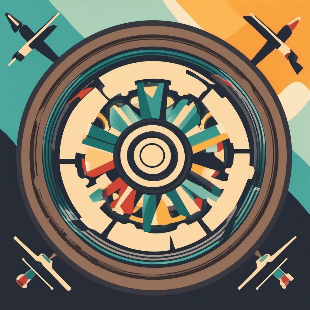 Wheel Clipart - Wheel symbolizing transportation and mobility,  color vector clipart, minimal style