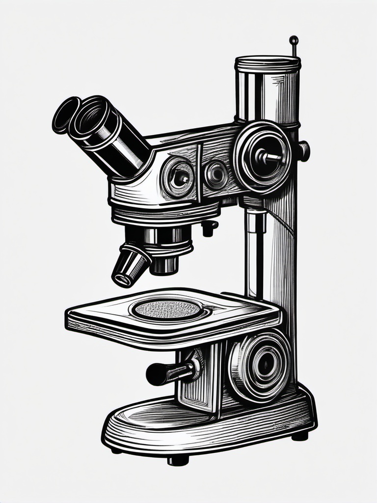 simple drawing of a microscope  minimal rough sketch scribbles,doodles,black and white