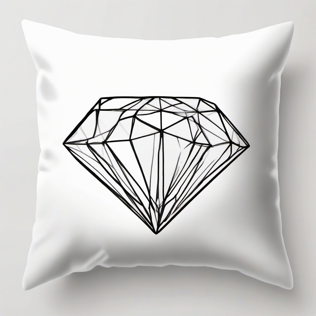 drawing of a diamond on a cushion  minimal rough sketch scribbles,doodles,black and white