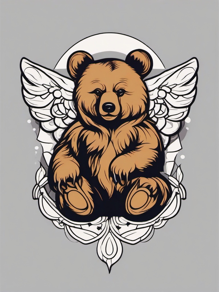 angel bear tattoo  simple vector color tattoo