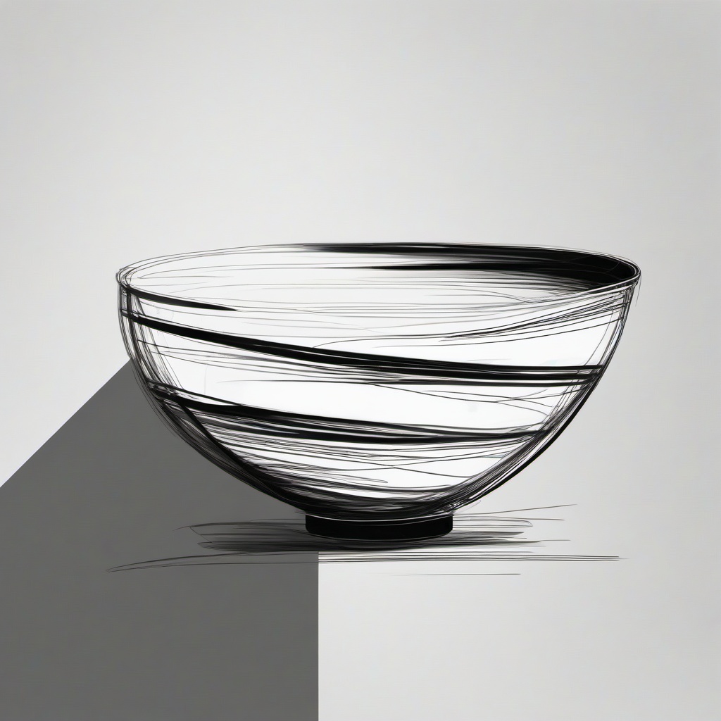 drawing of a bowl  minimal rough scribbles,doodles,black and white