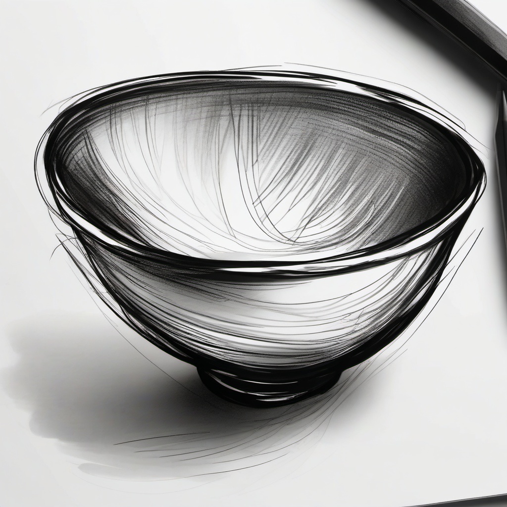 sketch of a bowl  minimal rough sketch scribbles,doodles,black and white