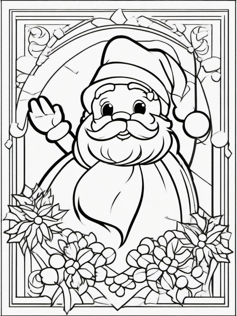 Santa Waving Coloring Pages - Cheerful Santa Waving to All  minimal black outline printable sheet, coloring page