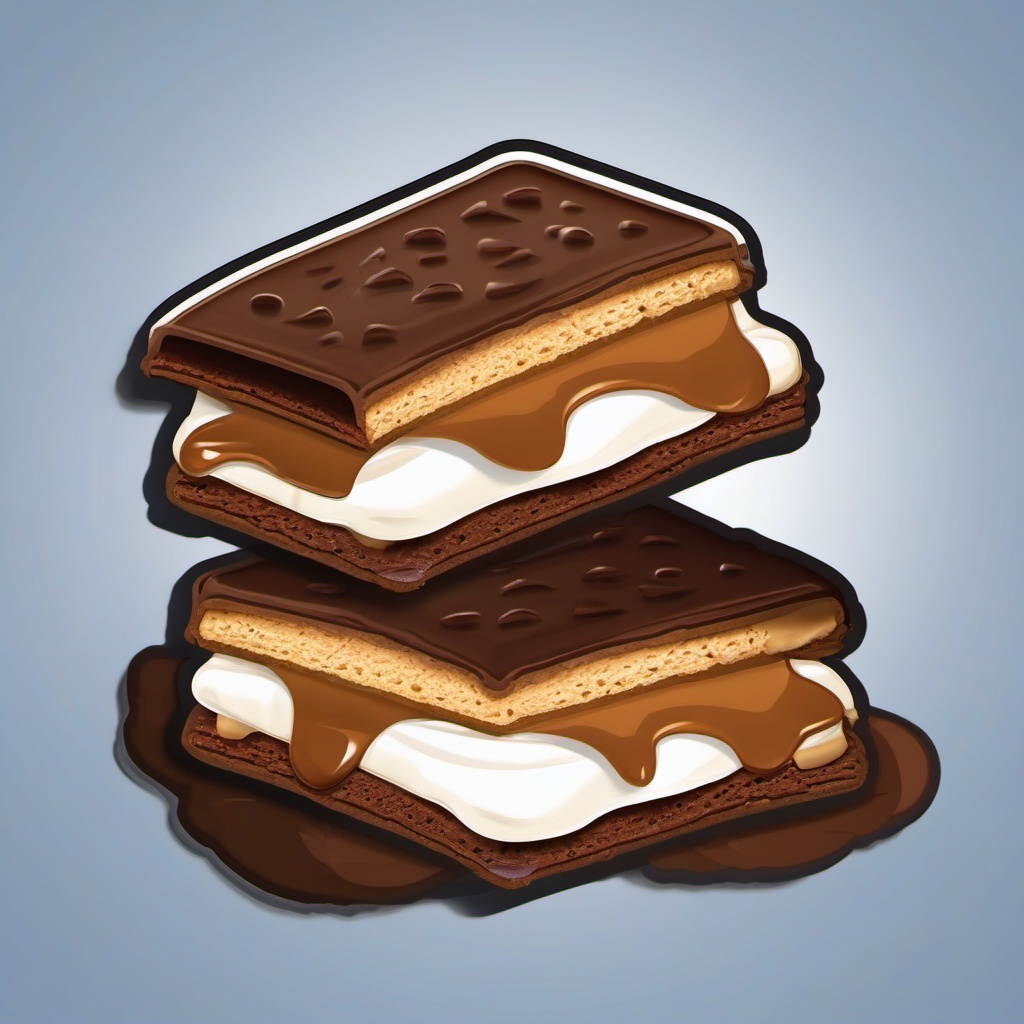 S'mores Sticker - Experience the gooey and delightful combination of chocolate, marshmallow, and graham crackers, , sticker vector art, minimalist design