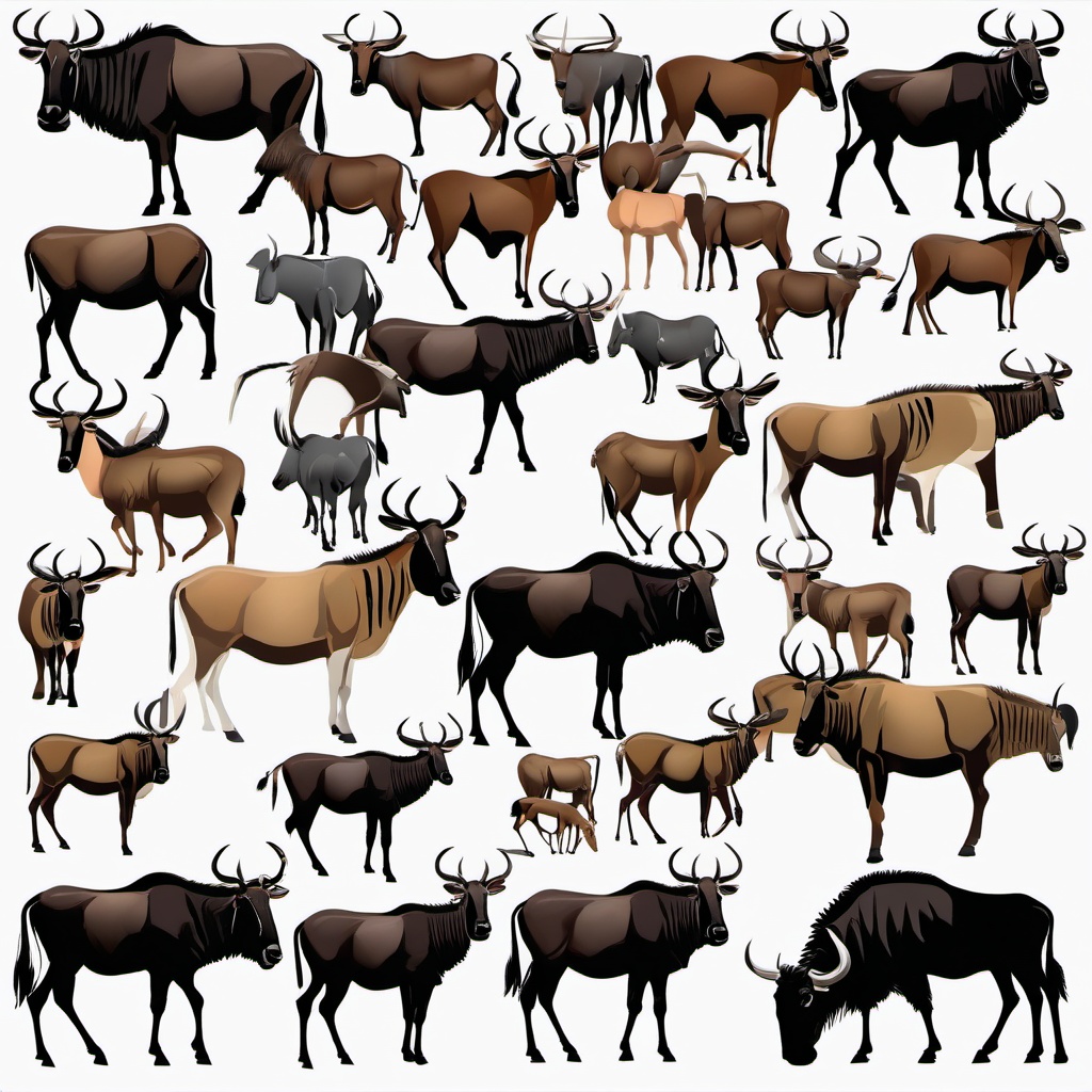 Wildebeest clipart - Large herbivore known for migration, ,color clipart vector style